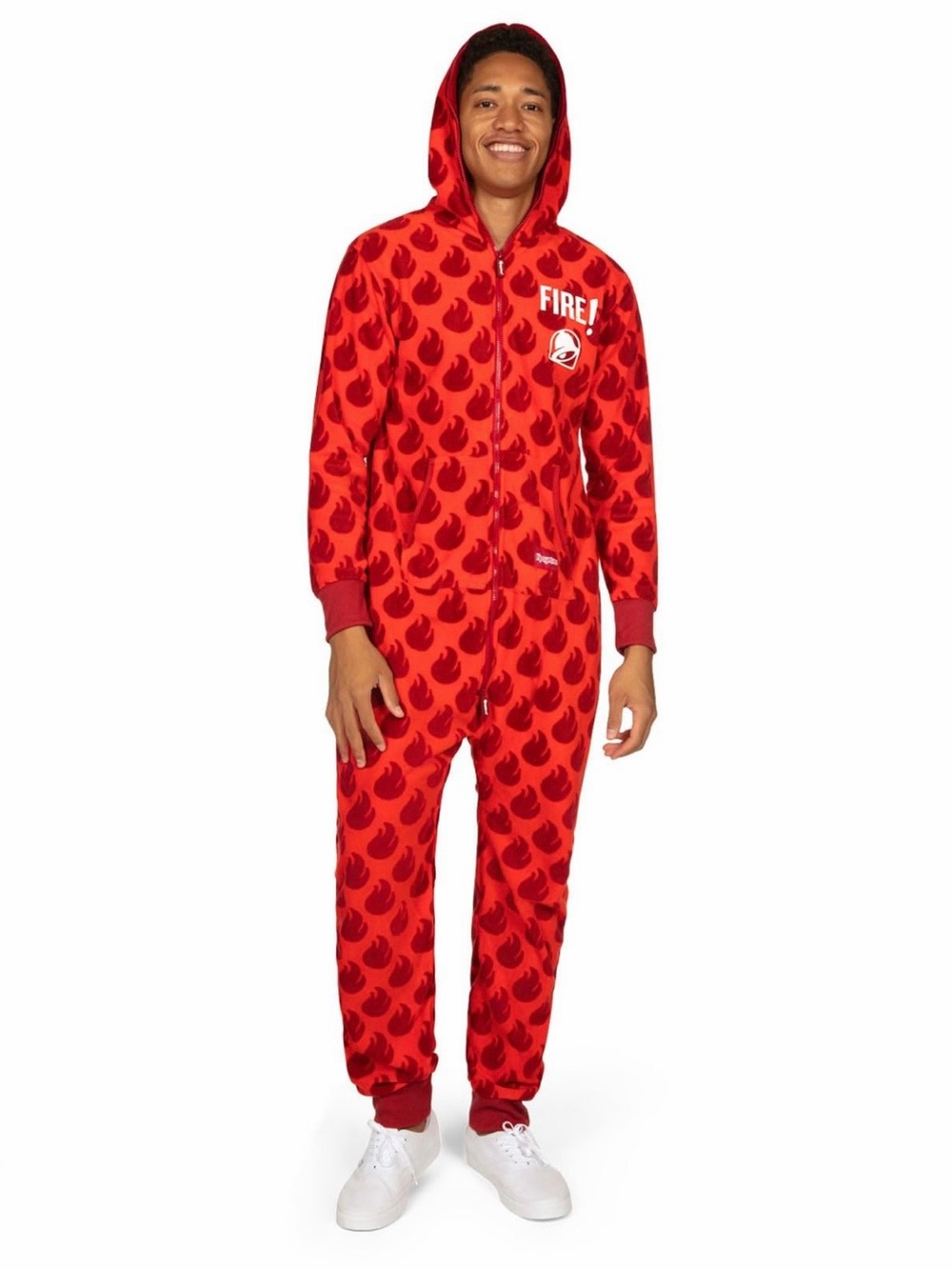 NWT Tipsy Elves Taco Bell Unisex Onesie Large Flame-Print One-Piece Pajamas